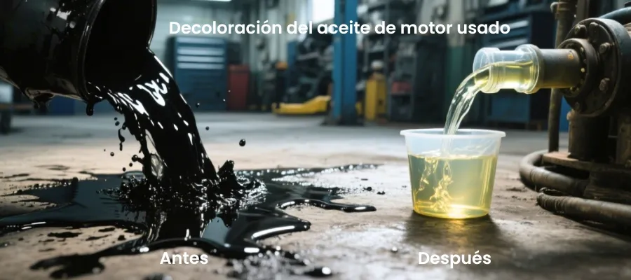 Comparacion antes y despues del decoloracion del aceite usado
