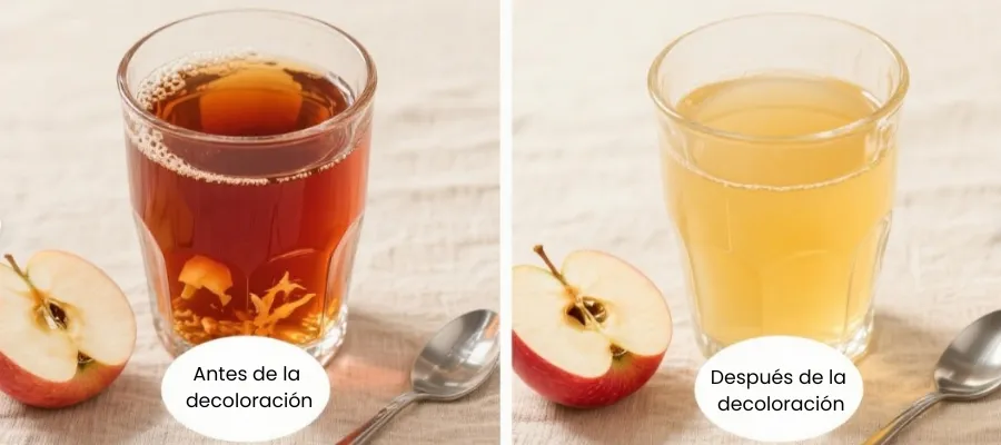 Necesidad de decoloracion del zumo de manzana