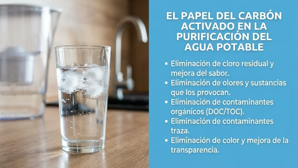 Principales funciones del carbon activado en la purificacion del agua potable