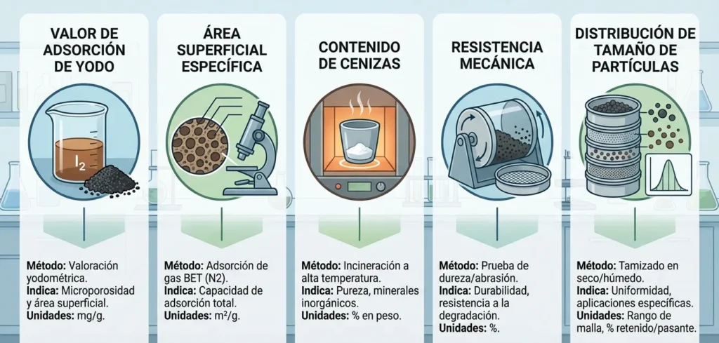 Indicadores de Rendimiento y Metodos de Prueba del Carbon Activado de Cascara de Coco