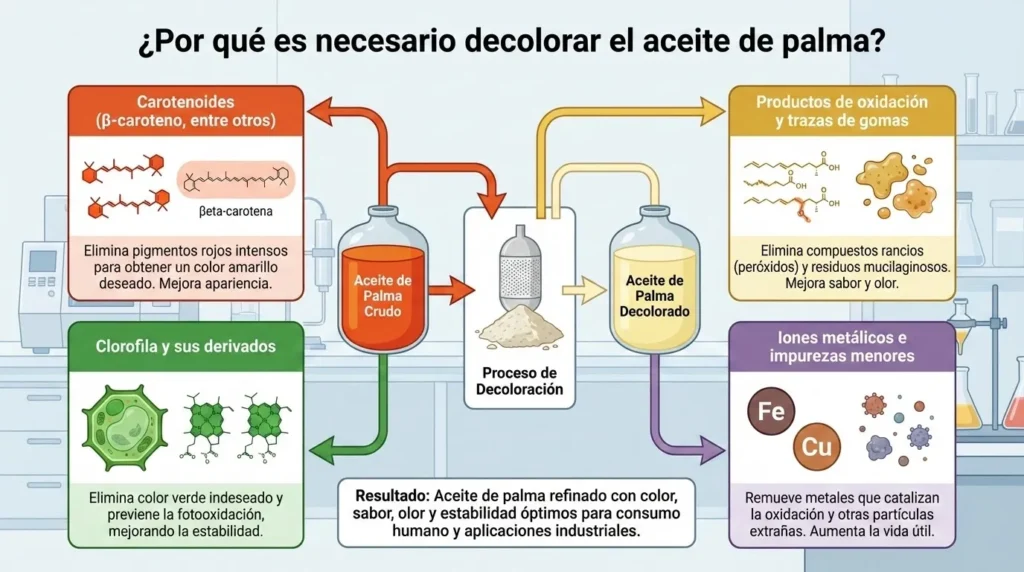 Por que es necesario decolorar el aceite de palma
