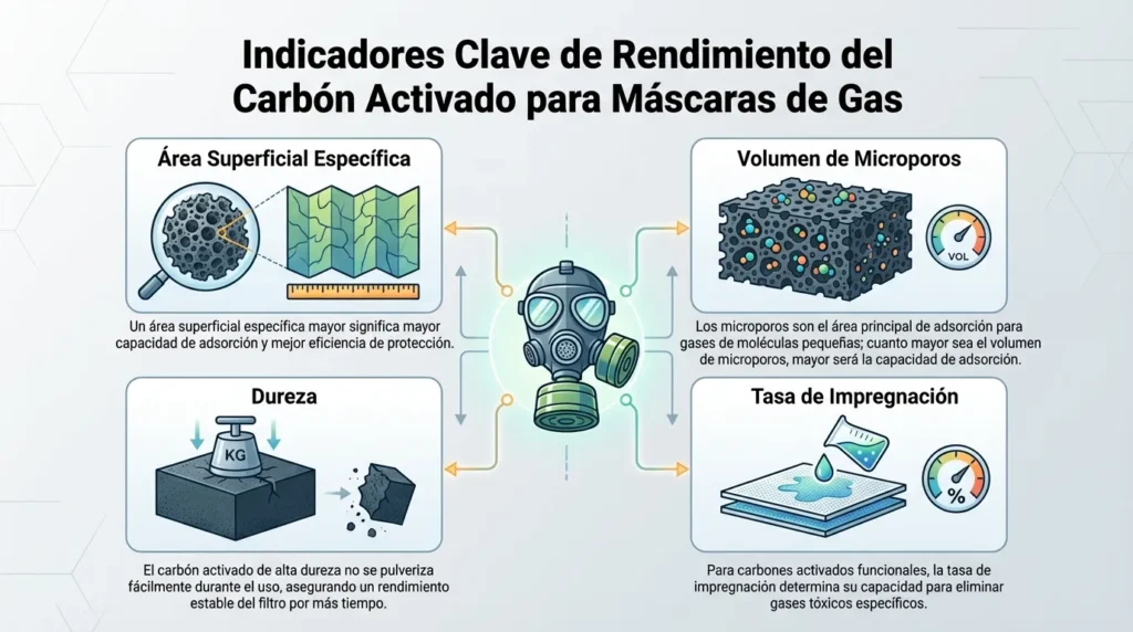 Principales indicadores de rendimiento del carbon activado para mascaras antigas