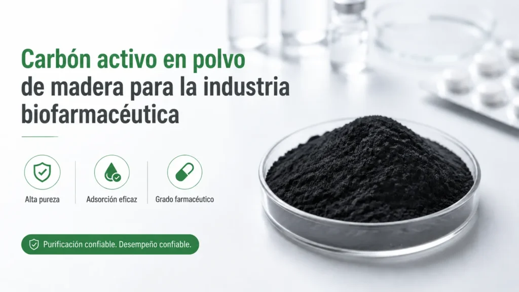 Carbon activo en polvo de madera para la industria biofarmaceutica