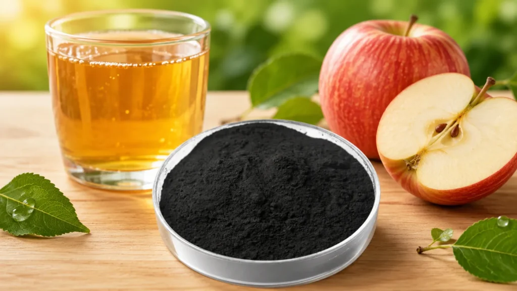 Carbon activado en polvo a base de madera para la decoloracion del zumo de manzana