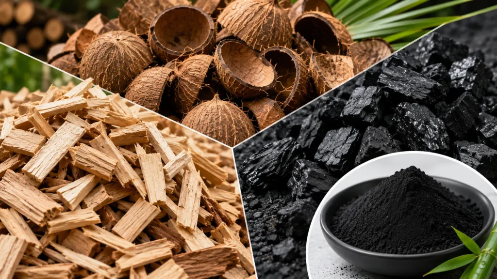 Materias primas para el carbon activado en polvo